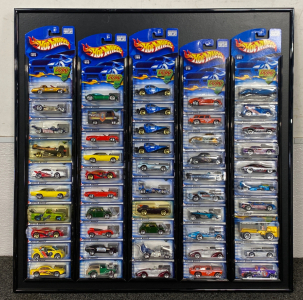 Set of 50 Hotwheels on Display Board