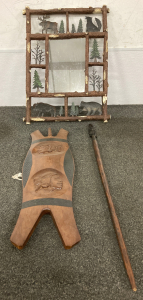 Mirror, Spear, And Wall Decor