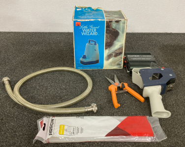 Water Wizard Pump, Water Hose, Hot Glue Sticks, And More