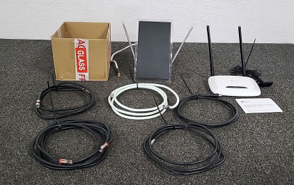 TP Link WiFi Router, TV Antenna, (6) Coax Cables