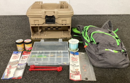 Flambeau Tacklebox With Tackle And High Sierra Hydration Backpack