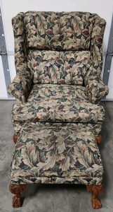 Vintage Floral Chair w/ Foot Pedal Stool