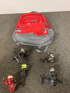 Backpack with fishing reels