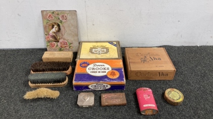 Vintage Cigar Boxes, Shoe Shine Equiptment, and More!