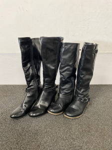 (2) Pairs of Womans Leather Boots Appears to be Sizes 8-8.5