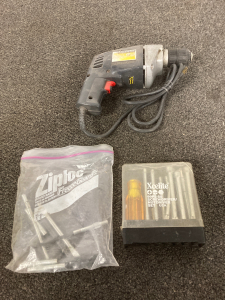 Heavy duty drill and screw driver set