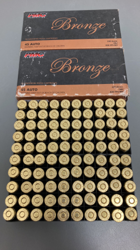 (100) Rounds PMC 45 Auto Bronze Ammo