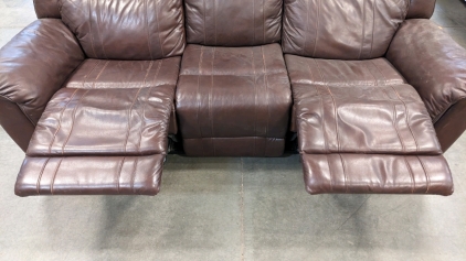 Leather Dual Recliner Wall Hugger Sofa