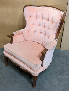 Pink Armchair w/Wood Trim