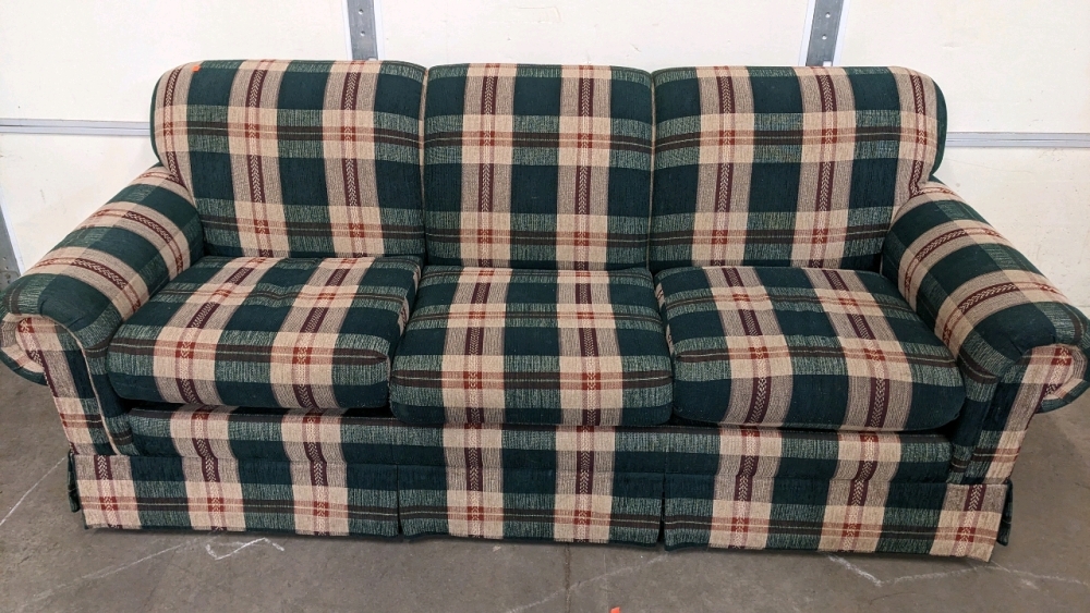 84 Green Plaid Sofa