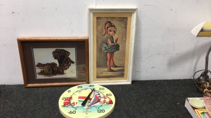 Pictures and vintage tempature gauge