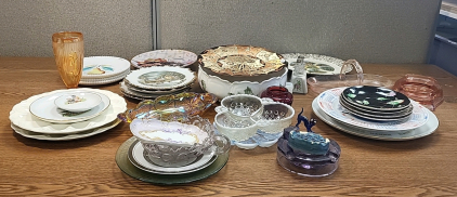 Assortment of Collectable Plates, Bowls, and Glass