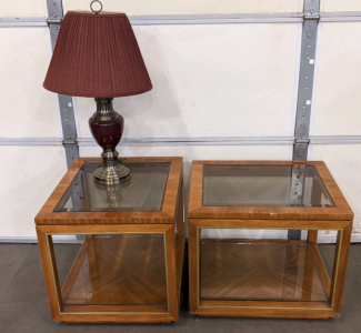 Glass Top End Tables, Table Lamp