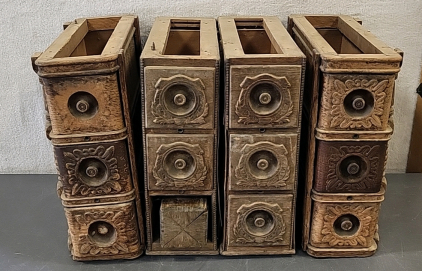 (4) Wood 3 Drawer Connecting Drawer Units
