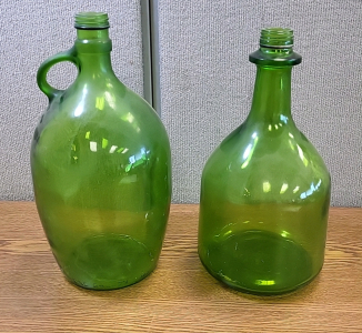 (2) Green Glass Jugs