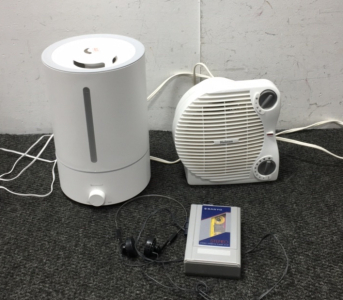 Portable heater, airmist humidifier, vintage sanyo cassette player