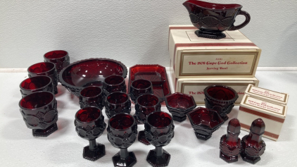 24pc Avon Red Glass Set