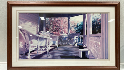 Framed Porch with Cats Print