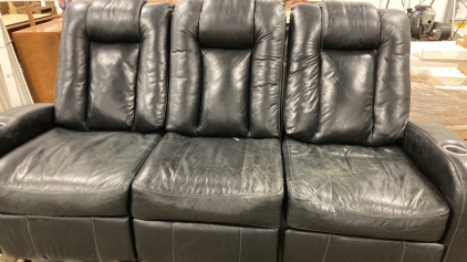 Faux Black Leather Theater Sofa