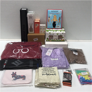 (1) Harry Potter Women’s Sweatshirt (1) Sundress (1) Cardigan (4) Bridesmaids Memorbilia Bags (1) Garden Tags (1) Air Fryer Liners (1) Plant-based Sponges (1) Rustic Napkin Holder and More