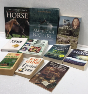 (10) Books: Book of the Horse, American Nature, Idaho Sheep King, Forces That Form Your Future, Natural Cures and Medicines, The Best of Me, The Shack, Back to Eden, Crooked House, Common Herbs for Common Illnesses