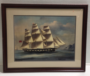 Framed And Matted Art Print “Ship Troas Entering Hong Kong” By C.b Dasbborough