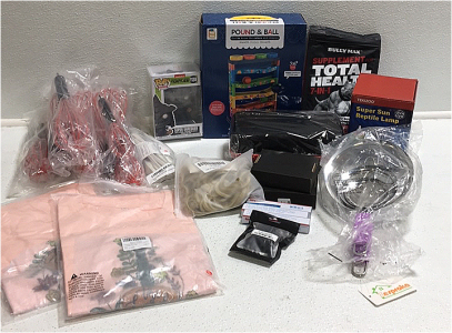 (1) Funko Pop Super Shredder (1) Pound And Ball Children Game (2) Size Xl Womens Christmas Shitts (16) Individuall Acrylic Paints (1) Zesproka Strainer Set (1) Tekizoo Super Sun Reptile Lamp (12) Teeveea Kitchen Whiskers (1) Blond Womens Weave and more