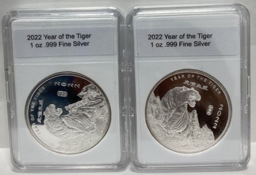 (2) 2022 1oz .999 Fine Silver Year Of The Tiger Coins