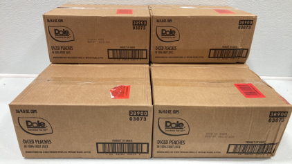 (6) Boxes of Dole Diced Peaches