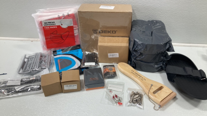 Sanding Belts, Deko Cordless Drill, Disposable Face Masks, Ankle Brace, Campking Flashlights, Fish Hooks, Upholstery Tool, Duracell Watch Batteries and more