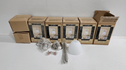 (5) New Yorker Pendant Style Lights w/ 2 Extra Glass Shades