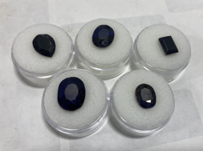 (5) Cut And Faceted Mozambique Blue Sapphires… 3.65ct, 4.9ct, 5.15ct, 7.45ct, 13.85ct