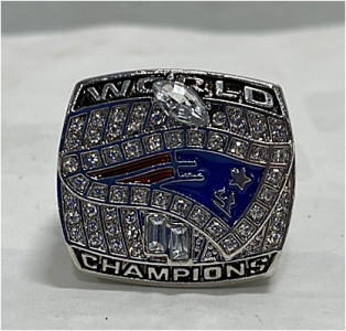 2001 NFL New England Patriots World Championship Super Bowl Ring Named For Tom Brady