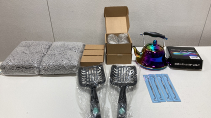 (2) Mason Jars Lids, (3) Head Band Lights, Tea Pot, and More