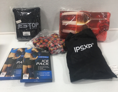 Womens Pjs, (2) Reusable Gel Ice Pack , Large Propane Heater Cover, Knee Pads, Area Rug