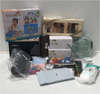 (2) JOYIN Bubble Guns (5) Avengers Party Table Cloths (1) Watering Can (1$ DIY Oil Painting Kit (1) 10-piece Washer and Dryer Treadmill (1) Ultrasonic Diffuser w/ Ambient Light (1) Creative Box Disassembly Toy and More