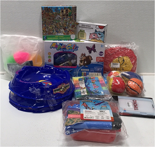 (1) Magic Gelz Mold Kit (1)Super Clay (1) Action Rocket Launcher (1) Card Early Education Device (1) IPad mini Case and More Various Childrens Toys