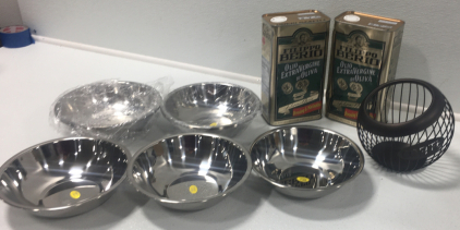 (3) 3pc 24cm Stainless Steel Bowls, 101 Ounce Dressing/Marinade, Coffee Pod Holder