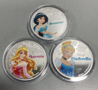 (3) Disney Princess/New Zealand Elizabeth II 2020 Collectible Coins…. Aurora, Cinderella, Jasmine