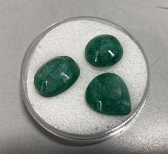 (3) Natural Columbian Green Emeralds 26.75ct Total