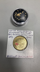 Alaska Gold Nuggets, (1) 1896/2021 Klondike Gold Rush (BU) Golden Dollar Coin