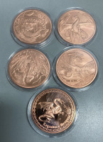 (5) Dragon Copper Coins&hellip; Aztec, Welsh, Chinese, Norse, Legendary