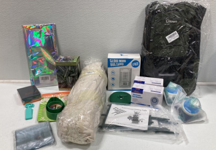 Hydration Backpack, (3) Indoor Pest Control, Rattlesnack Plantain Plant, Hammock, Mini Trellis, Avocado Tree Starter, Lighter/Flashlight, and more SP2