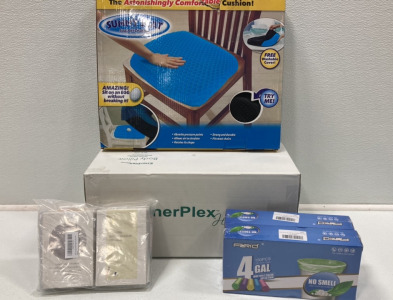 Body Pillow, Seat Cushion, (2) 4Gal Trash Bags, Greeting Cards SP2