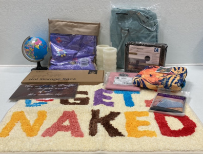 Bath Mat, Throw Blanket, Twin Duvet Cover, Duffel Bag, Flameless Candles, Blackout Curtain, Hat Storage Hanger, Globe, Rug Grips, Chair Cover, Wood Coffee Sign SP2