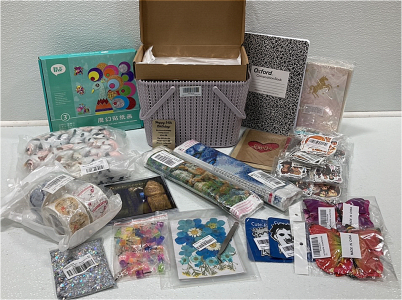 Stickers, Diamond Painting Kits, Cow Keychains, Plastic Basket, Unicorn Greeting Cards, Butterfly Decor, Compostion Notebook, and more SP2