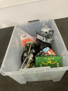 Bin of assorted items