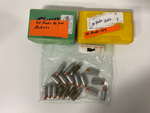 (34) Rnds .40 S&W Bullets, (10) Rnds 223, and (19) Rnds .40 S&W