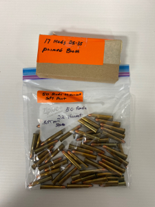 (50) Rnds .22 Hornet Sof Point and (17) 25-35 Primed Brass Casings