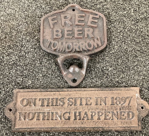 Cast Iron Wall Sign And Beer Bottle Opener